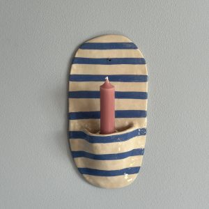 Wandkerzenhalter leuchtend blau waagerecht gestreift